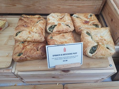 Spinach and artichoke puffs at Grain & Goodness in Tynemouth
