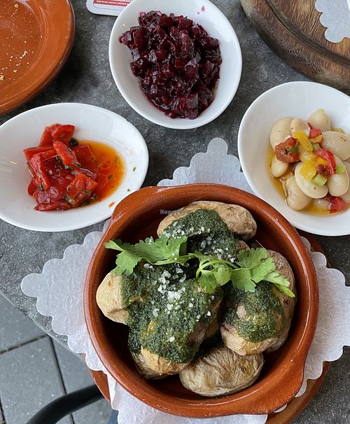 Papas arrugadas, Beetroot with mint, beans, peppers  at Alhambra in Frankfurt