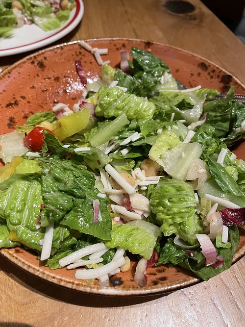 Chopped salad with no salami, sub vegan cheese   at Moneyline Pizza & Bar in Las Vegas