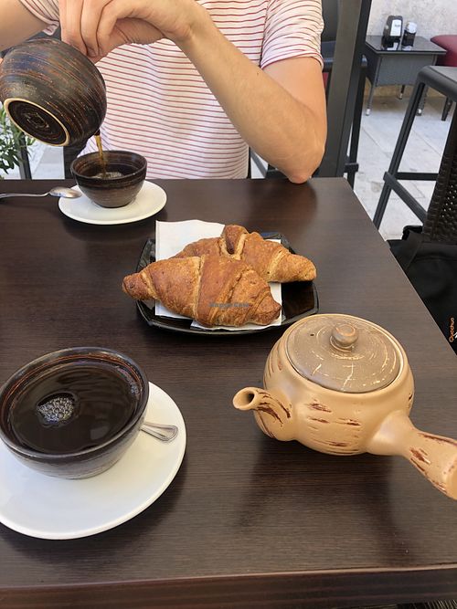 Vegan croissant and good tea  at Rosito Coffee in Trani