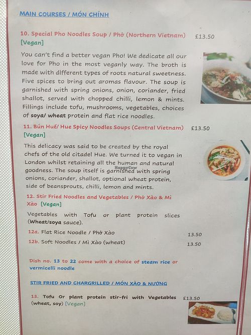 Menu 3 at Sen Viet Vegan in Edinburgh