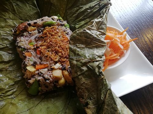 Rice and veg dish at Sen Viet Vegan in Edinburgh