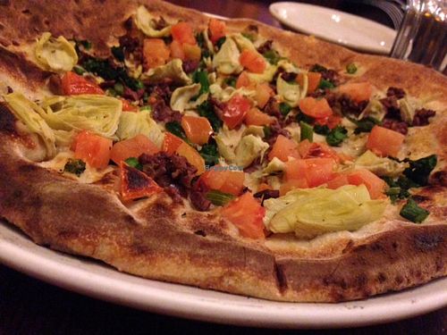 The Vegani with extra artichokes at Roscoe's Pizzeria in Takoma Park