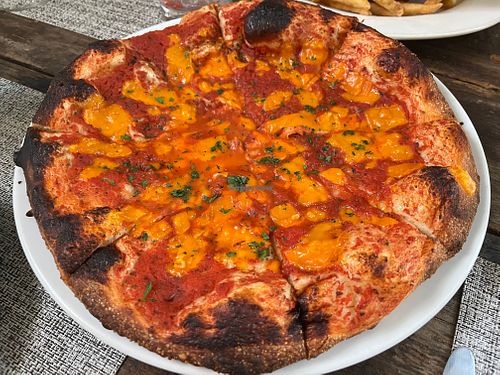 Bar pie with vegan cheese at The Pattenburg House in Asbury