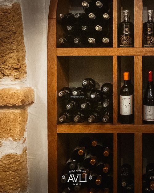 Wine cellar featuring 100 labels and 62 wineries from Greece and Crete. Wine tasting events. at Avli in Malia in Crete