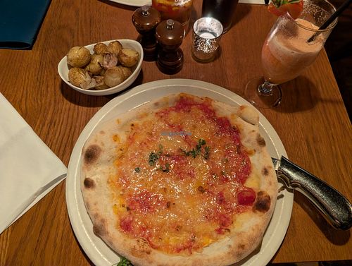 Vegan Margherita and Vegan Roast Potatoes at Gusto Italian in Liverpool