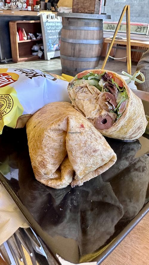 Hummus wrap with balsamic dressing  at Old Town Red Rooster Cafe in Cottonwood
