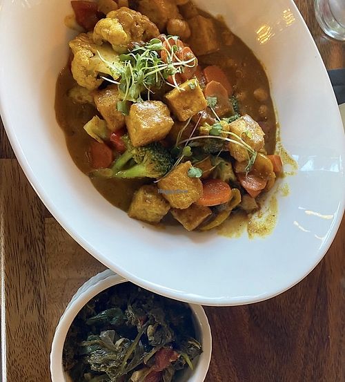 Tofu curry and a side of callaloo  at The Haven at Whitesails in Oxnard