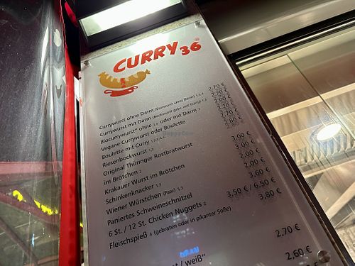 menu  at Curry 36 - Hardenbergplatz in Berlin