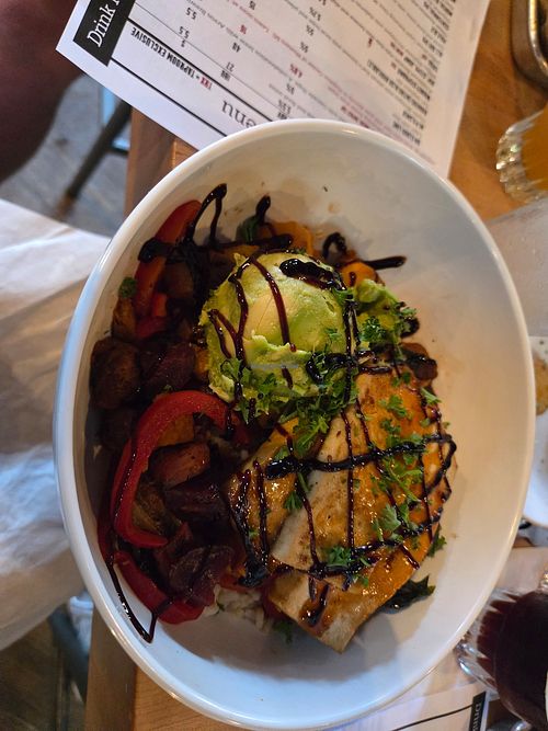Root vegetable bowl with tofu at Founders Brewing Co in Grand Rapids