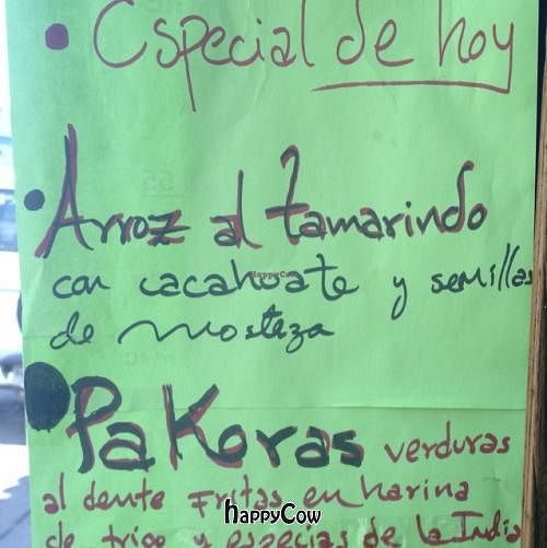 menu at Parvati in San Cristobal De Las Casas