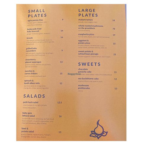 July 2022 menu - note menu is seasonal and subject to change  at Fire & Flora in Calgary