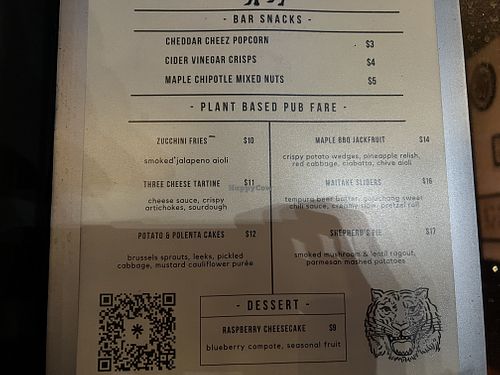 menu  at Proletariat in New York City