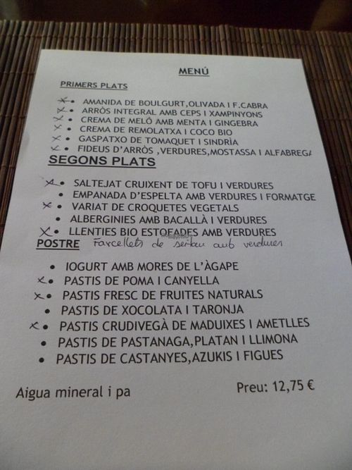 The menu kindly starred with vegan options by the waitress at Agape in Vic