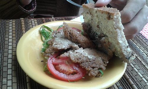 Hamburguer at Govindas in La Serena