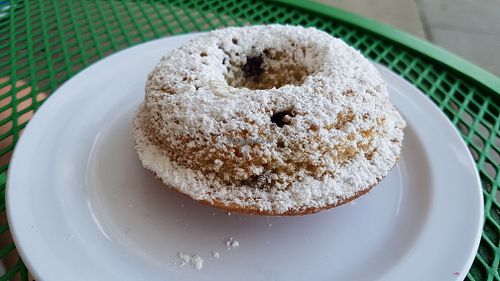 Donut with blueberries at Erin McKenna's Bakery in Los Angeles