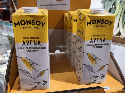 Organic oat drink at Yes Future Positive Supermarket in Barcelona