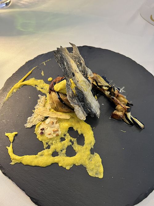 Something like Caponata wrapped in vegetables with vegan galette  at Anima & Cuore in Galatina