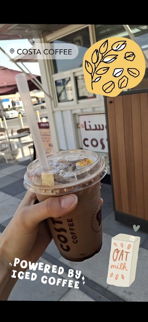 Iced mochaccino with oat milk at Costa Coffee - Beach Rd in Dubai