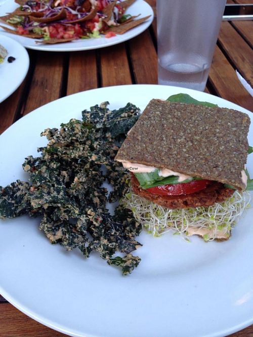 Sundried tomato and walnut burger. The BOMB! at PEACE PIES in Encinitas