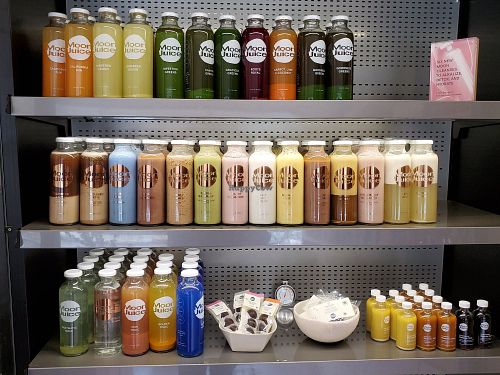 Juice and smoothie selection at Moon Juice in Venice
