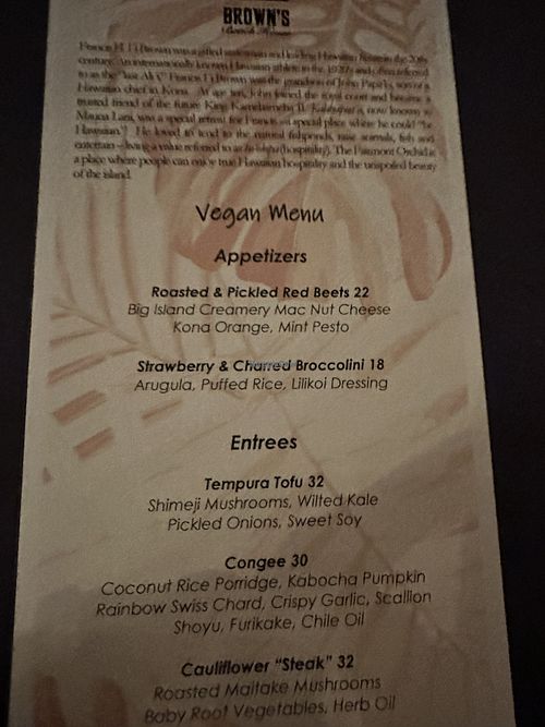 The roasted and pickles red beet salad I got several times during stay!   at Brown's Beach House in Kohala Coast