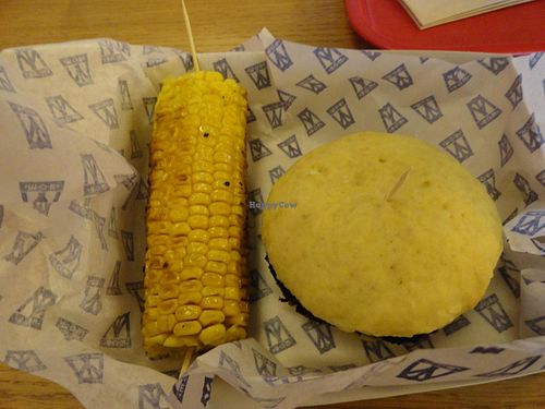 California burger with grilled corn at M.O.B. - Cite de la Mode in Paris
