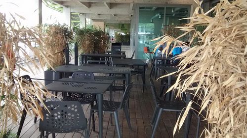 Outdoor terrace at M.O.B. - Cite de la Mode in Paris