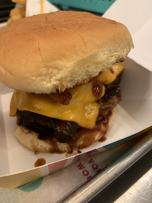 Bbq bacon burger with mushrooms  at PLNT Burger - NoMad in New York City