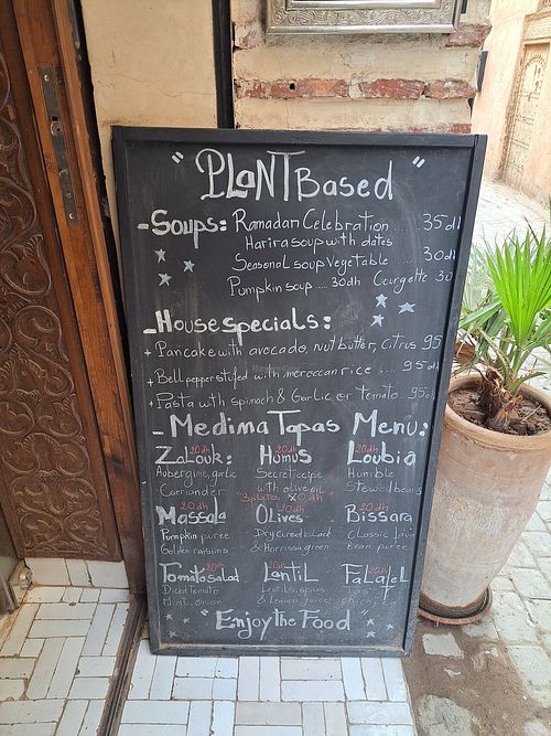 Menu at World Storytelling Cafe in Marrakech