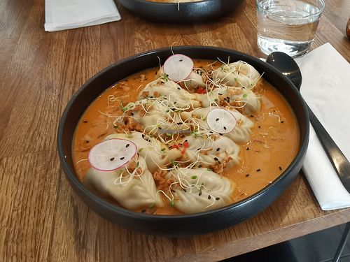 Vegan dumplings for 15 euros at Restaurant MoMo Punavuori in Helsinki