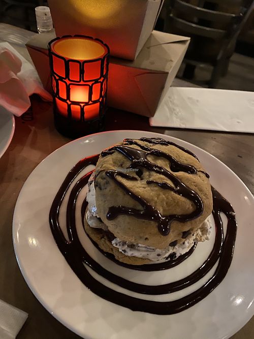 Ice cream cookie sandwich  at OC - Organic Artisan Eatery & Juice Bar in Massapequa