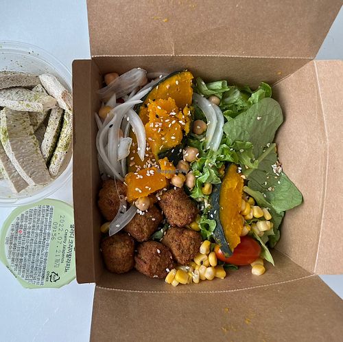 my takeout and mock chicken i added to the side  at Salady in Gwacheon