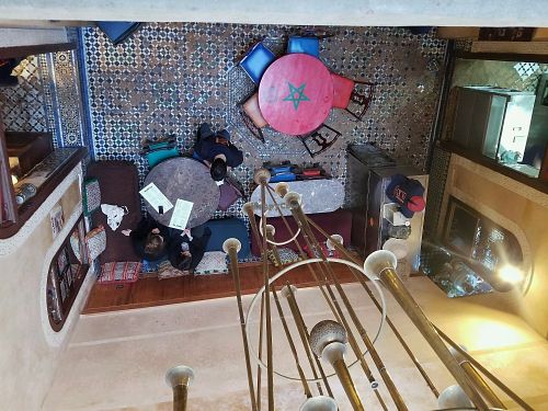 inside at Cafe Clock in Fes