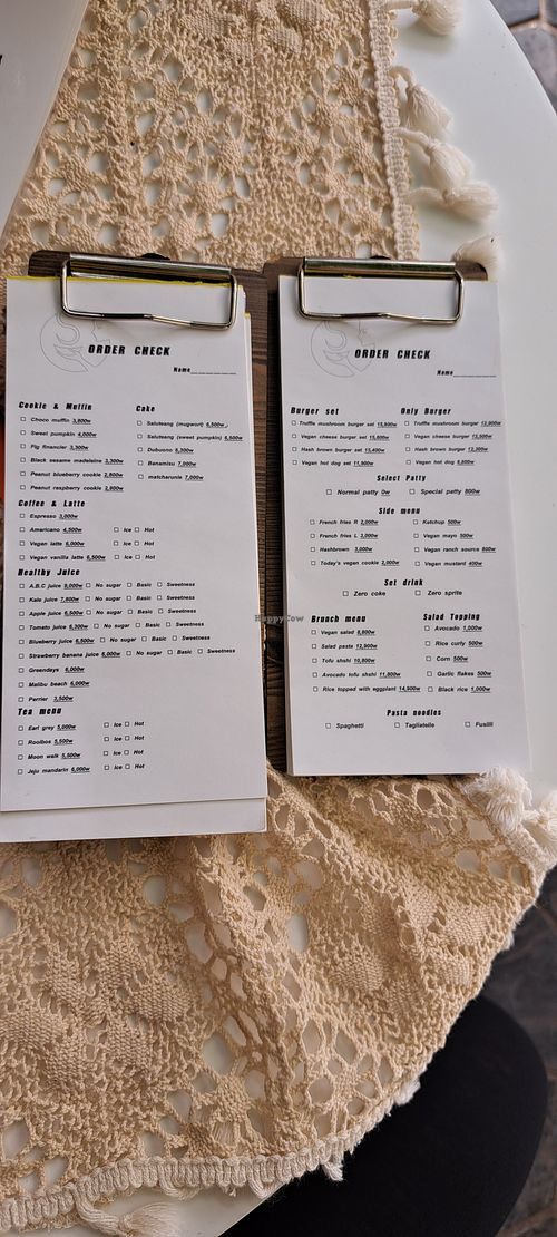 Menus at Salute Vegan Store in Seoul