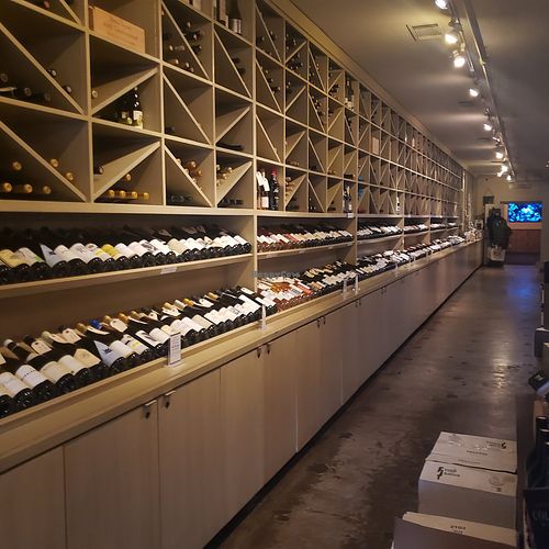 Lots of wine at Los Olivos Wine Merchant Cafe in Los Olivos