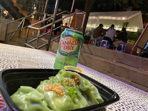 vegan dumplings & ginger ale  at Dumpling N' Dips in New York City