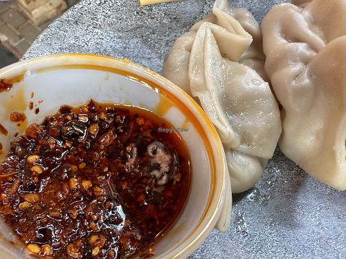 hoooot sauce dip 🧯  at Dumpling N' Dips in New York City