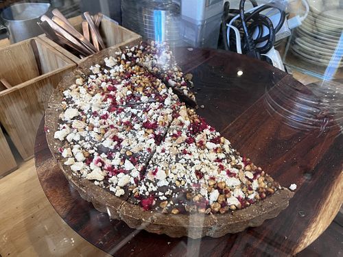 Crostata with chocolate raspberry and nuts  at Momo in Milan