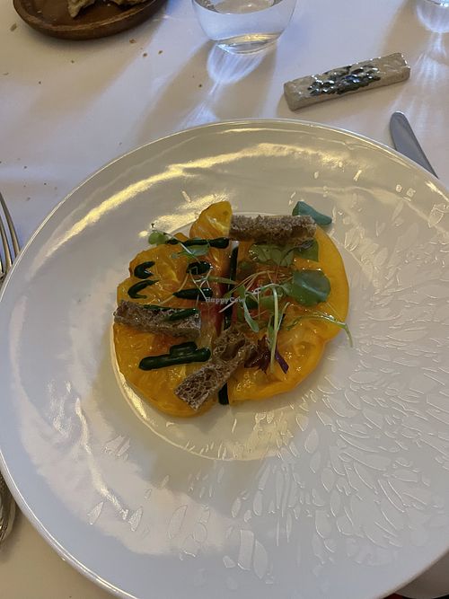 Second course- a slightly mushy tomato at La Table de Montaigne in Bordeaux