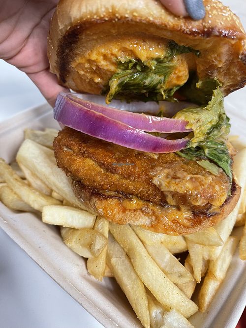 Inside Chicken Sandwich - has spicy mayo #Veganuary at Sweet Vibes - Pop up in Hazelwood