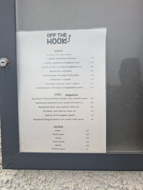 Menu on outside (didn't go in but want to tomorrow!) at Off The Hook in Haverfordwest