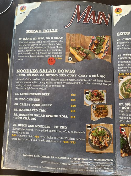 Menu #Veganuary at Tu Vietnamese Street Food in Myrtleford