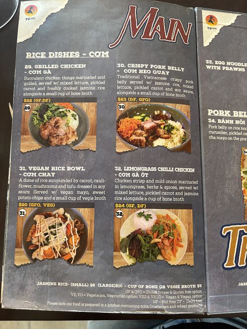 Menu #Veganuary at Tu Vietnamese Street Food in Myrtleford