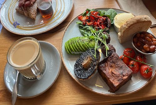 Vegan Plate & Oat Milk Flat White  at Mime in Tavistock