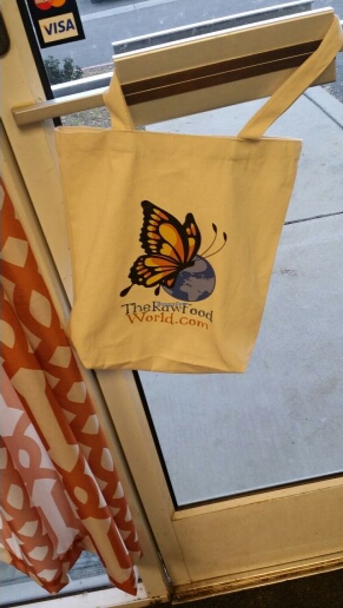 The RFW Logo on tote bag at The Raw Food World in Camarillo