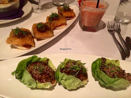 ";crispy vegan zucchini"; and ";small kine farms mushrooms"; at Roy's in Honolulu