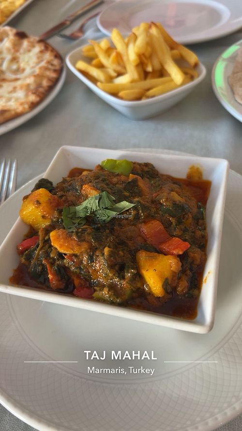 Saag aloo and chips   at Taj Mahal in Marmaris