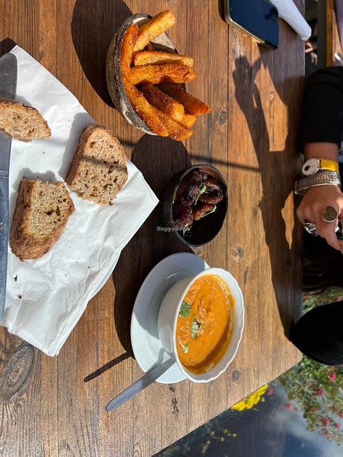 Vegan smoked fries, plantain & sweet potato and coconut soup!  at Timespan Heritage & Arts Society in Helmsdale