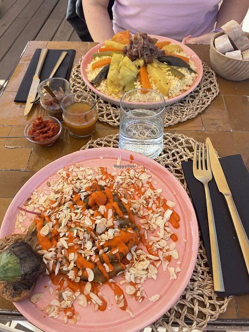 Veggie couscous and smoked aubergine with paprika sauce  at Le Mart in Marrakech